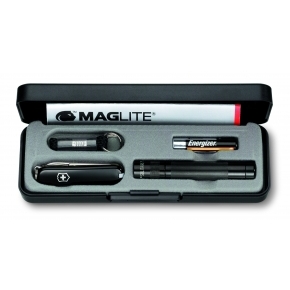 Set with Maglite-Solitaire LED and pocket knife Classic black